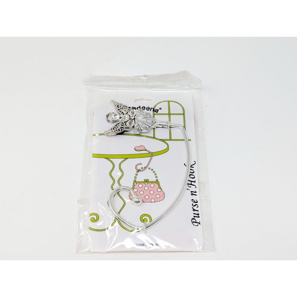 Codeena Purse N' Hook Silver Tone Angel Shape New
